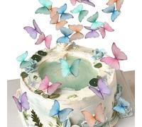 48 PCS Papillon Decoration Gateau Comestibles, 3D Multicolore Decoration Anniversaire Papillon Fille, Papillon Decoration pour Mariage Anniversaire Fête