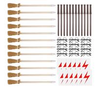 48 Pièces Accessoires De Fête Magiciens, Ensemble D'accessoires De Fête Magique, Baguette Magique Collector Patronus, 12 Crayons À Baguette Magique + 12 Cadres Ronds Sans Verres + 18 Tatouages Flash