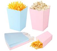 48 Pièces Boite Pop Corn Petite 5.5 x 7.5 x 11cm Boîtes à Popcorn en Carton Rigide Épais Sachet Pop Corn Ouverture Ondulée pour Cinéma, Anniversaires, Baby Shower Mariage et Fêtes (Bleu, Rose)