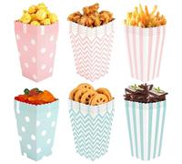 48 Pièces Boite Pop Corn Petite, Boîtes à Popcorn Conteneur Carton en Papier, Rétro Popcorn Boite à Rayures, Petit Pot Pop Cornes Rose et Bleu, Popcorn Boîtes pour Anniversaires, Soirées, Cinéma