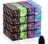 48 Pièces Compteurs de Dés Jeton Dés Dés D6 Dés de Fidélité de Cube avec 2 Sacs de Rangement Compatible avec MTG, CCG, Accessoire de Jeu de Cartes, 4 Styles
