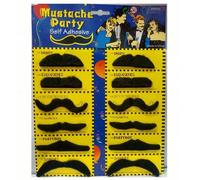 48 pièces Ensemble de fausses barbes noires auto-adhésives, 6 designs différents de barbes réalistes, accessoires de photobooth réutilisables, convient pour Halloween, carnaval, fête costumée, fournit