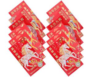 48 Pièces Enveloppes Rouges Chinoises Papier 2026 Année du Cheval | Design Zodiaque Détaillé, Présentation Festive pour Nouvel An Chinois, Mariages et Réunions Familiales