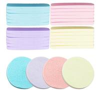 48 Pièces Éponges Visage Comprimées, Éponges Cosmétiques Rondes Réutilisables Éponge Démaquillage pour Nettoyage de Visage (Rose, Jaune, Bleu, Violet)