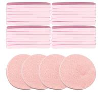 48 Pièces Éponges Visage Comprimées, Éponges Cosmétiques Rondes Réutilisables Éponge Démaquillage pour Nettoyage de Visage (Rose)