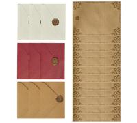 48 Pièces Kit de Papeterie Rétro avec Enveloppes et Lettres Vintage | Papier Kraft à Texture Lin, Stickers Sceau de Cire, pour Cartes de Remerciement et Annonces Formelles