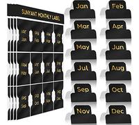 48 Pièces Onglets Adhésifs Accessoires de Créateurs Autocollants Onglet de Planificateur Mensuels Onglet Index Mensuel Décoratif pour Bureau Étude Planificateurs Organisations (Noir)