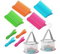 48 Pièces Pinces à Linge en Plastique, avec 2 Panier Pince à Linge, Multicolores Pinces à Linge en Plastique, pour Chaussettes, Serviettes, Vêtements