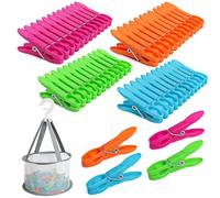 48 Pièces Pinces à Linge Multicolores en Plastique, Pinces à Linge Antidérapantes avec Panier de Rangement, sans Empreinte Pinces Souples, pour Couverture, Serviette, Vêtements, Chaussettes