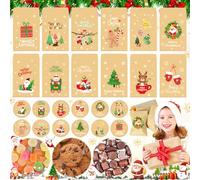 48 Pièces Sac en Papier Kraft, Sachet bonbons anniversaire colorés Sac papier cadeau avec 48 Autocollants Sac petit cadeau pour Célébrations de Fête, Mariage, Anniversaire, Noël