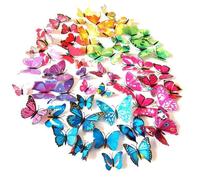 48 Pièces Stickers Papillon 3D, MXTIMWAN Décorations Murales Réalistes pour Fête, Décorations Murales Papillons en Papier 3D