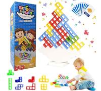 48 Pieces Tetra Tower, Jeu d'empilage en Tetris, Tetris Balance Game, Blocs de Construction Swing Stack Attack Balance Jeu Montessori, Approprié comme Cadeau Enfant ou Alors Jouet Enfant 3 Ans+