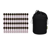 48 pinces à linge avec ressorts hélicoïdaux Softgrip argentés anthracite et 1 sac à pinces à linge en toile noire BellaCott