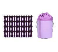 48 pinces à linge avec ressorts hélicoïdaux Softgrip violet anthracite et 1 sac à pinces à linge bellaCott en toile lilas gris