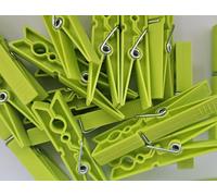 48 pinces à linge colorées CleanTonic - Résistantes au soleil - Plastique dur de haute qualité - Ressort galvanisé - Made in EU - Fabriqué en Grèce - Boîte écologique (vert clair)