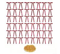 48 pour velvet Bow Ornaments With 15m Gold Pearl Chain 48 pour | Soft flannel texture adds vintage warmth Rich festive shades for seasonal display Built-in loops for easy branch attachment