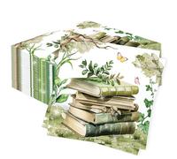 48 serviettes fleurs sauvages motif livre histoire thé party pour fêtes mariage baby shower bridal shower