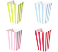 48 Stripe Multicolore Petites Boîtes De Friandises Papier Soufflé Tasses Seaux Fête D'anniversaire Pour Enfants Faveurs Boîte-Cadeau Collations Titulaires De Conteneurs, Rose Bleu Rouge Vert