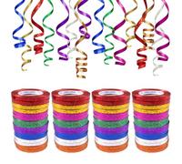 48 Tourbillon Suspendue Carnaval, 10 mt/5 mm Ruban à Boucles, Pailleté en Couleurs Vives Serpentin Fete, Guirlandes Tourbillons Suspendus Décoration pour Artisanat et Emballage, Emballage de Cadeaux