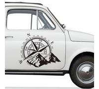 48 x 34 cm - Avec boussole aventurier - Autocollant pour voiture - Résistant au lavage - Résistant aux intempéries - Pour voiture, remorque, capot, fenêtre de voiture - Graphique côté carrosserie
