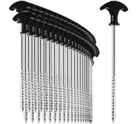 48 X Steel Tent Pegs ¿ Heavy Duty Ground Pegs With Thread For Camping And Outdoors ¿ Ideal For Normal And Hard Floors With T-Handle