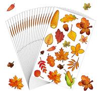 480 Pièces Autocollants de Feuilles d'Automne de Thanksgiving Autocollants Multicolores Autocollant de Feuilles d'Érable Autocollant de Maïs Autocollant de Gland pour Décor de Fête Classe