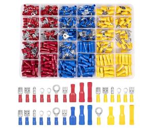 480 pièces Cosses Electriques a Sertir, 30 types Cosses Electriques, Connecteurs à Sertir, Assortiment de Cosses Plates et Rondes pour Voiture Auto Moto Electriques