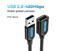 (480Mbps-PVC Black¿0.5m) Vention Câble d'Extension USB 3.0, Accessoire pour PC, Smart TV, Xbox One, SSD, Vitesse Rapide