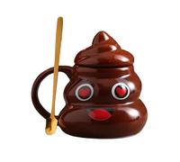 480ml / 16oz, Tasse À Café « Caca » Amusant, Tasse Ceramique avec Couvercle et Cuillère, Créatif et Insolite, Cadeau Fantaisie Amusant pour Hommes et Femmes(Natural2)