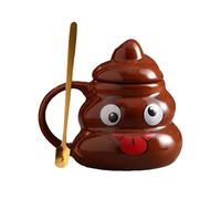 480ml / 16oz, Tasse À Café « Caca » Amusant, Tasse Ceramique avec Couvercle et Cuillère, Créatif et Insolite, Cadeau Fantaisie Amusant pour Hommes et Femmes(Natural5)