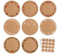 480pcs 38mm Noël Étiquettes Rond Autocollants Sticker Sapin Cloche Flocon de Neige Baie Gommette Boîte de Cadeau Auto-adhésif Décoration DIY Cadeau Ecrit d’Emballage Enveloppe pour Fête Nouvel An Noël