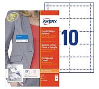 [4820] Avery Boite de 50 portes-badge combi pince et épingle 5,4x9 cm