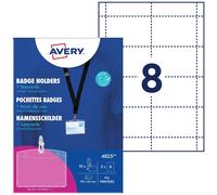 [4825] Avery Boîte de 10 pochettes badges 60 x 90 mm avec 16 inserts et lacets