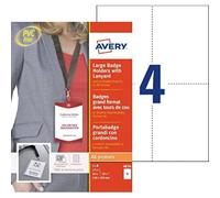 [4834] Avery Lot de 10 pochettes badges A6 transparentes + 12 inserts imprima...