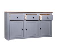 (4869)Commode - contemporain - Buffet rangement - Gris 135x40x80 cm Pin solide Assortiment Panama ,poid:29 kg