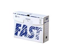 FAST Boîtes d'archive Lot de 5 – Montage manuel, 250×330 mm, Dos 10 cm, Blanc/Bleu