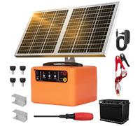 48KM Clôture Électrique Solaire, 0.3-1.5J, 6-12KV Réglable ClôTure éLectrique Pour Animaux avec Panneau Solaire de 15W, 12V 7Ah batterie plomb-acide, pour berger, pour ferme, pâturage, jardin