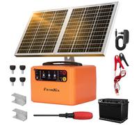 48KM Clôture Électrique Solaire, ClôTure éLectrique Pour Animaux de bétail de 1.5 joules / 12KV Réglable, électrique de clôture 12V avec Panneau Solaire de 15W pour la prévention de la faune, ferme
