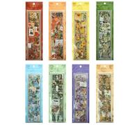 48PCS Autocollants Vintage, Kit Scrapbooking Autocollant avec Motifs de Fleurs/Plantes/Animaux, Stickers Aesthetic Imperméable pour DIY Scrapbooking, Bullet Journal, Laptop, Album Photo, 8 Couleurs