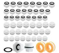 48PCS Bouchon Tuyau en Plastique TREABEAR, Bouchon 15/21 20/27 26/34 Male et Femelle Avec Anneau en Caoutchouc et Arrêt d'Eau,Capuchons Filetés Hexagonaux 1/2 Inch 3/4 Male et Femelle