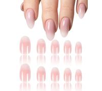 48pcs Faux ongles et capsules,Faux Ongles Moyen Cercueil, Français Press on Nails Rose Ballerine Ongles à Coller, Acrylique Bâton sur Les Ongles avec Autocollants Adhesif Square Faux Ongles
