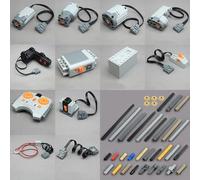 48Pcs Kit de Fonction d’Alimentation Set Moteur Bloc de Construction Programmation Éducation Boîte de Batterie, Moteur de Buggy M/L/XL/Servo, Câble d’éclairage, Récepteur IR, Compatible avec Lego