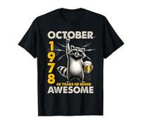 48th Birthday Raccoon Beer October 1978 Vintage 48 Years Old T-Shirt