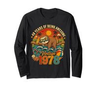 48th Birthday Retro Sloth Tropical Vintage 1978 48 Years Old Manche Longue