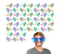 Relaxdays Lot de 48 paires de lunettes de fête, verres bleus, taille XXL, accessoires de costume, carnaval, JGA, étoiles, 25 cm de large, en plastique