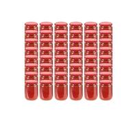 vidaXL Pots à confiture en verre 230 ml avec couvercle rouge 48 pièces