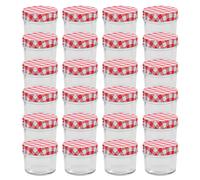 48 pcs Pots à confiture Couvercles blanc et rouge Verre 110 ml