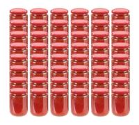 vidaXL Pots à confiture en verre 230 ml avec couvercle rouge 48 pièces