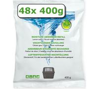 48x recharge déshumidificateur - 400 grammes - lemonduft - granulés en sachet non tissé - recharge d'absorbeur d'humidité
