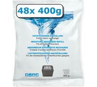 48x recharge déshumidificateur - 400 grammes - odeur neutre - granulés dans un sac en non-tissé - recharge d'absorbeur d'humidité